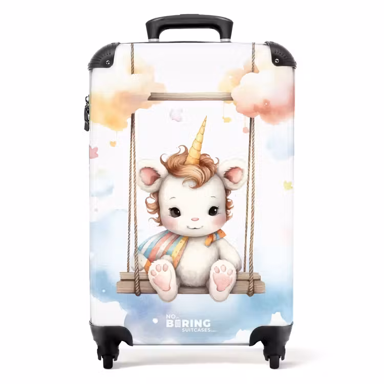 Schommelende baby eenhoorn NBS - Handbagage koffer - Unisex middel -productfoto_recht