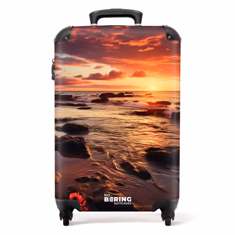 Rotsachtig strand bij zonsondergang NBS - Handbagage koffer - Unisex middel -productfoto_recht