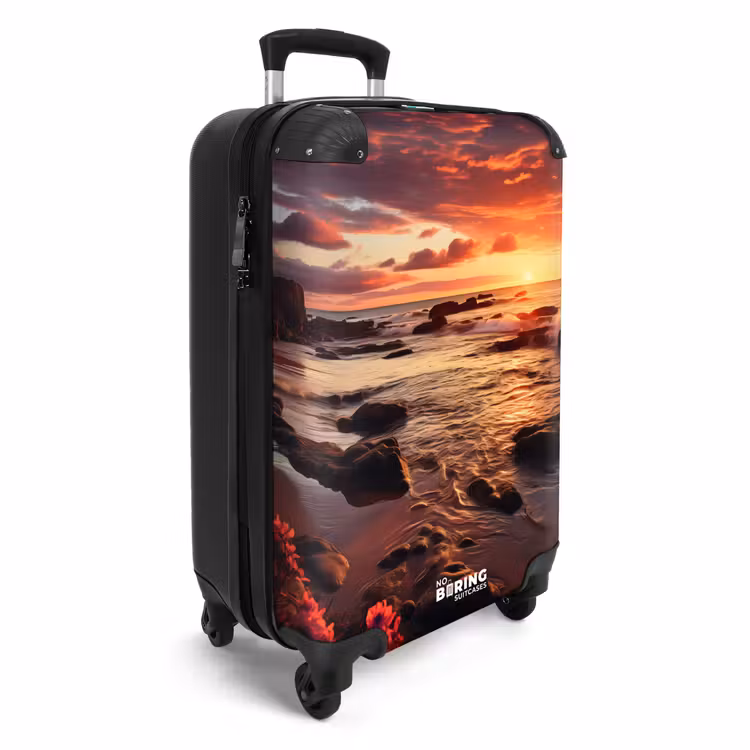 Rotsachtig strand bij zonsondergang NBS - Handbagage koffer - Unisex middel -productfoto_3d