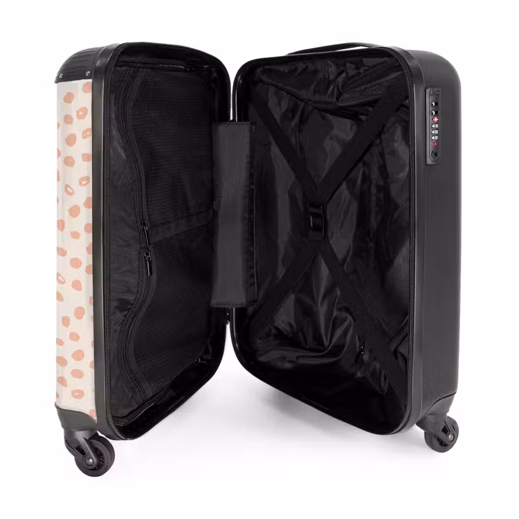 Zalmroze vlekken op crèmekleur NBS - Handbagage koffer - Volwassenen Unisex middel -binnenkant
