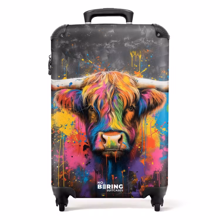 Schotse hooglander als graffiti art NBS - Handbagage koffer - Unisex middel -productfoto_recht