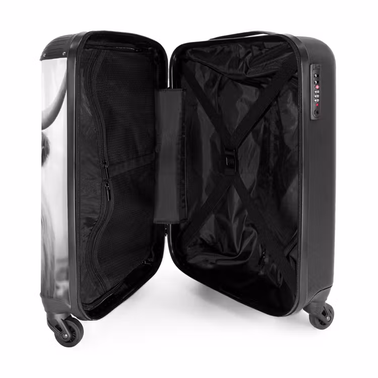 Schotse hooglander in zwart wit NBS - Handbagage koffer - Unisex middel -binnenkant