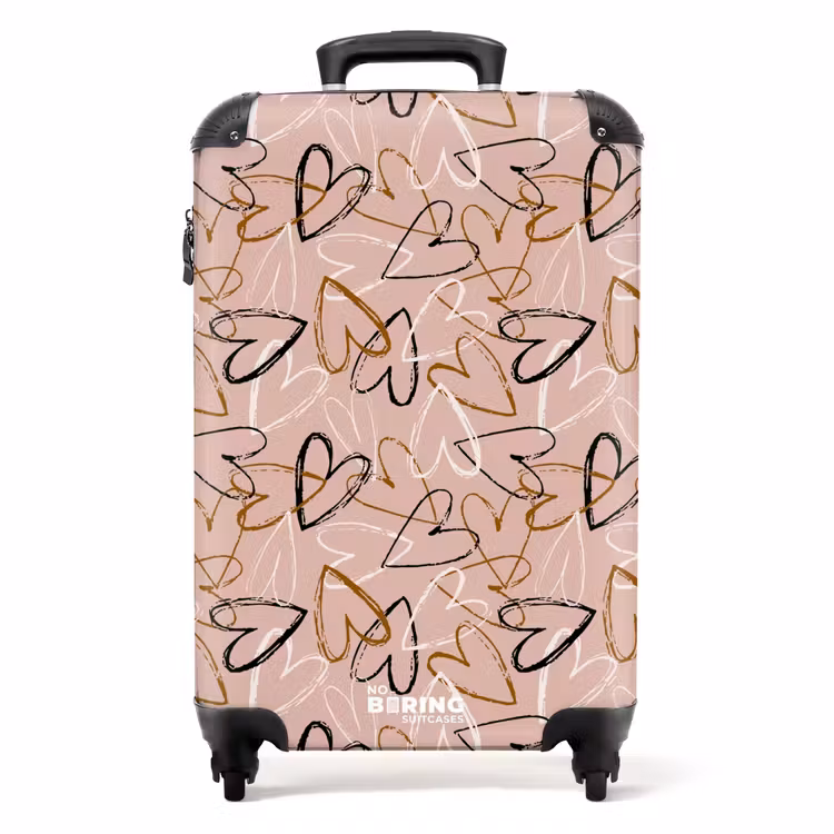 Schetsmatige Hartjesswirls NBS - Handbagage koffer - Volwassenen Unisex middel -productfoto_recht