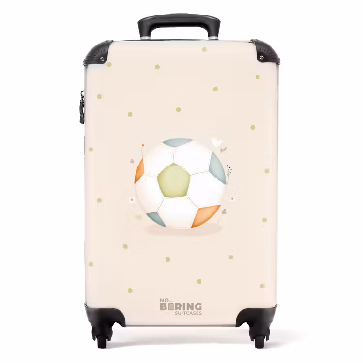 Voetbal in beige pastel kleuren NBS - Handbagage koffer - Volwassenen Unisex middel -productfoto_recht