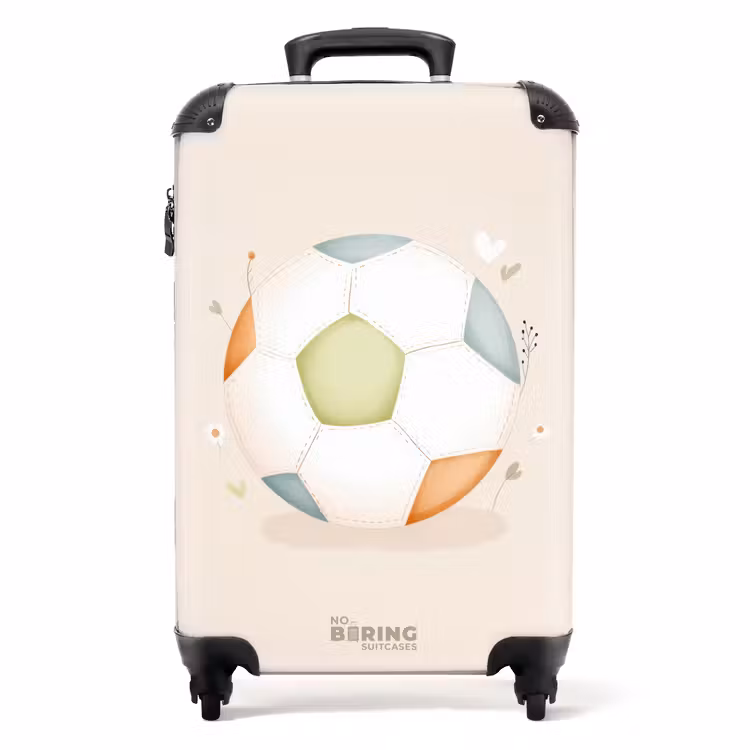 Voetbal in beige pastel kleuren NBS - Handbagage koffer - Volwassenen Unisex middel -productfoto_recht
