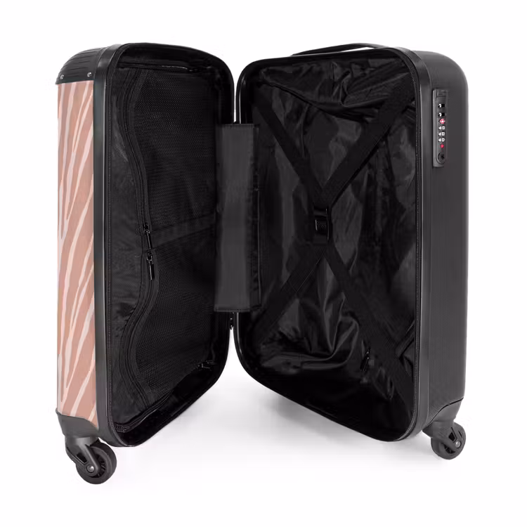 Zachtroze tijgerstrepenpatroon NBS - Handbagage koffer - Volwassenen Unisex middel -binnenkant