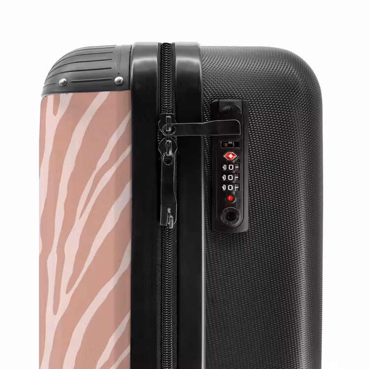 Zachtroze tijgerstrepenpatroon NBS - Handbagage koffer - Volwassenen Unisex middel -slot
