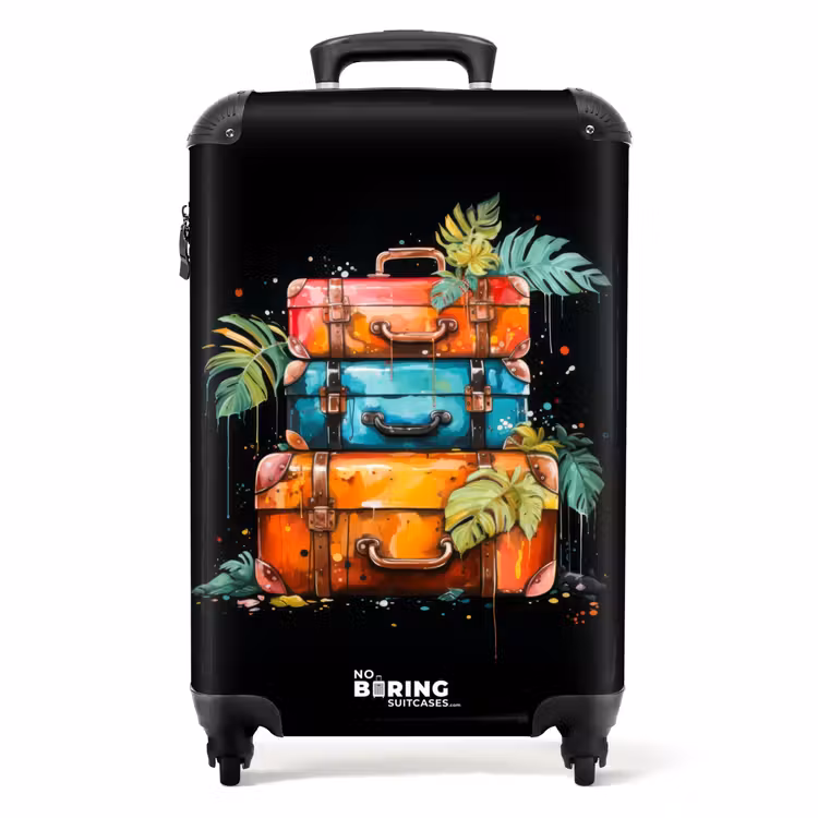 Stapel koffers als street art NBS - Handbagage koffer - Volwassenen Unisex middel -productfoto_recht