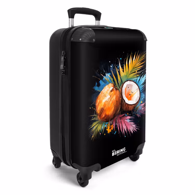 Street art van kokosnoten en kleurrijke bladeren NBS - Handbagage koffer - Volwassenen Unisex middel -productfoto_3d