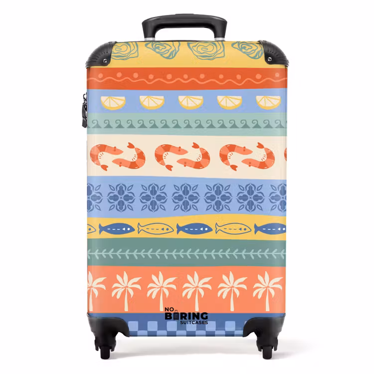 Gestreepte illustraties kleurrijk NBS - Handbagage koffer - Volwassenen Unisex middel -productfoto_recht