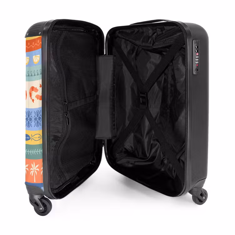 Gestreepte illustraties kleurrijk NBS - Handbagage koffer - Volwassenen Unisex middel -binnenkant