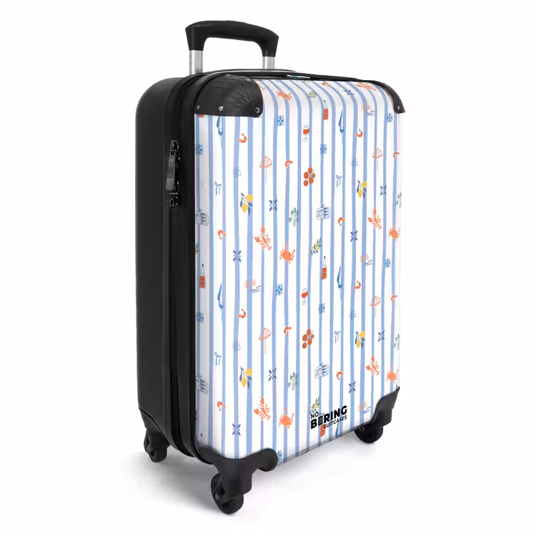 Gestreepte vakantie print kleurrijk NBS - Handbagage koffer - Volwassenen Unisex middel -productfoto_3d