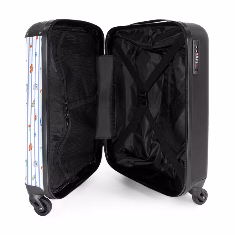 Gestreepte vakantie print kleurrijk NBS - Handbagage koffer - Volwassenen Unisex middel -binnenkant