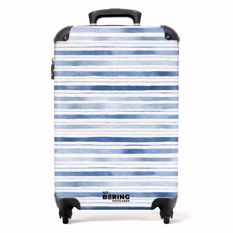 Strepen patroon blauw NBS - Handbagage koffer - Volwassenen Unisex middel -productfoto_recht