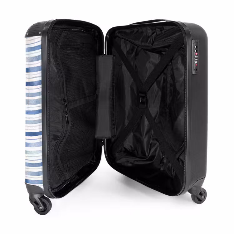 Strepen patroon blauw NBS - Handbagage koffer - Volwassenen Unisex middel -binnenkant