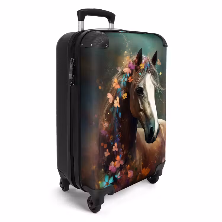 Koffer - Dieren - Paard - Natuur - Vlinder - Bloemen NBS - Handbagage koffer - Unisex middel -productfoto_3d