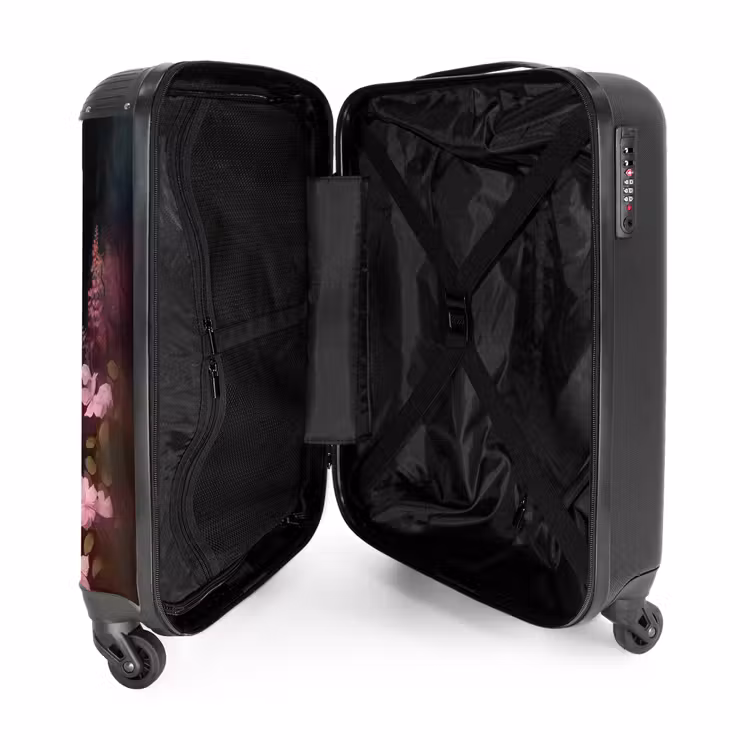 Koffer - Paard - Bloemen - Roze - Natuur - Bos NBS - Handbagage koffer - Unisex middel -binnenkant