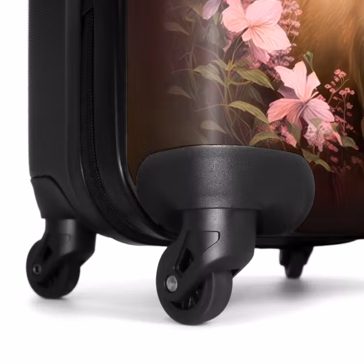 Koffer - Paard - Bloemen - Roze - Natuur - Bos NBS - Handbagage koffer - Unisex middel -wiel