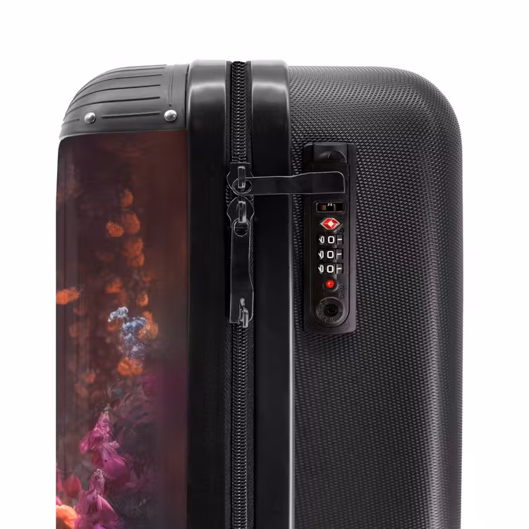 Koffer - Paard - Bloemen - Paars - Oranje - Dieren NBS - Handbagage koffer - Unisex middel -slot