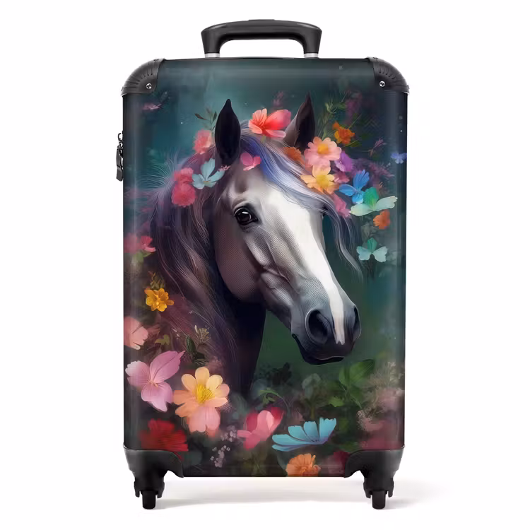 Koffer - Paard - Natuur - Bloemen - Bos - Dieren NBS - Handbagage koffer - Unisex middel -productfoto_recht
