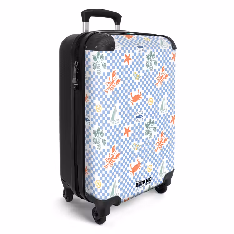 Zomer strand print blauw NBS - Handbagage koffer - Volwassenen Unisex middel -productfoto_3d