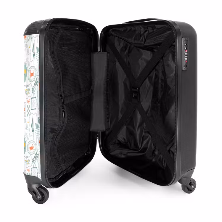 Zomerse illustraties groen NBS - Handbagage koffer - Volwassenen Unisex middel -binnenkant