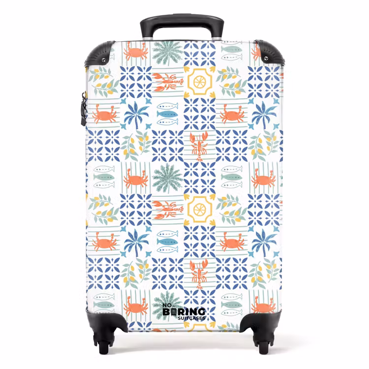Zomer tegel patroon kleurrijk NBS - Handbagage koffer - Volwassenen Unisex middel -productfoto_recht