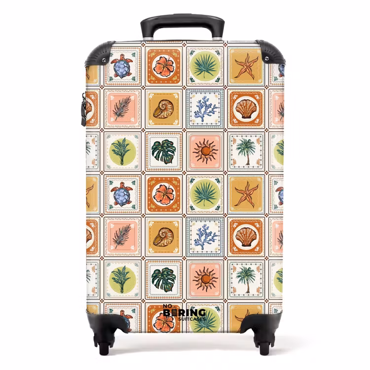 Zomerse tegeltjes print NBS - Handbagage koffer - Volwassenen Unisex middel -productfoto_recht
