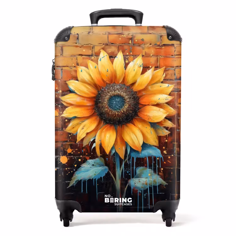 Zonnebloem in graffiti stijl NBS - Handbagage koffer - Unisex middel -productfoto_recht