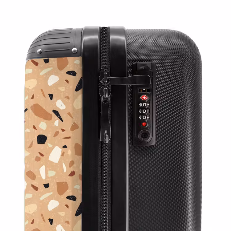 Terrazzo patroon kleurrijk bruin NBS - Handbagage koffer - Volwassenen Unisex middel -slot