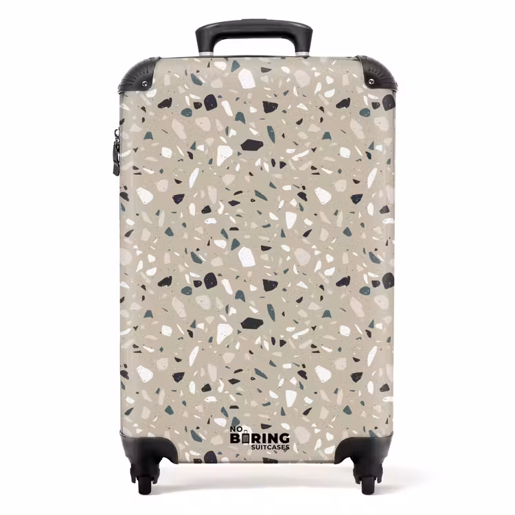 Terrazzo patroon kleurrijk grijs groen NBS - Handbagage koffer - Volwassenen Unisex middel -productfoto_recht