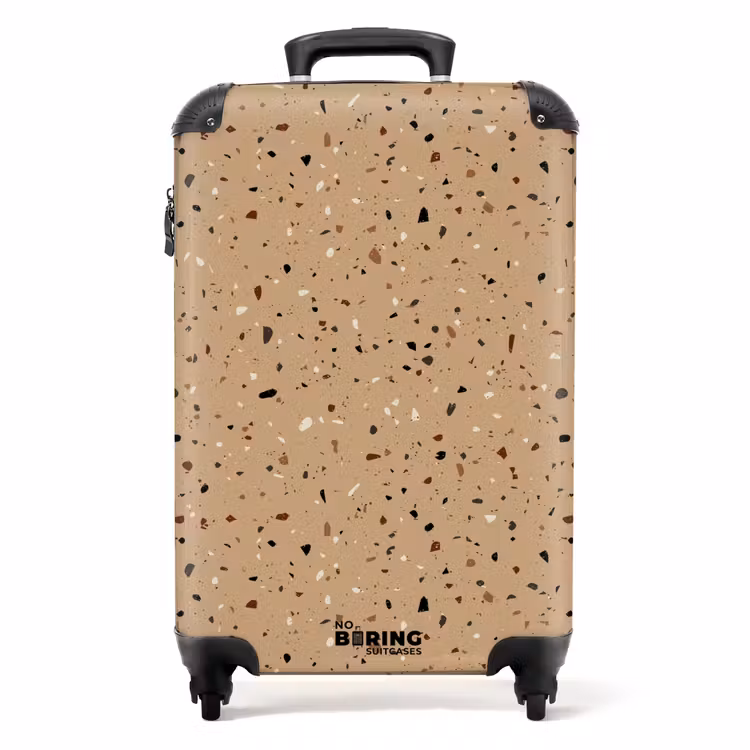 Terrazzo patroon veelkleurig beige NBS - Handbagage koffer - Volwassenen Unisex middel -productfoto_recht