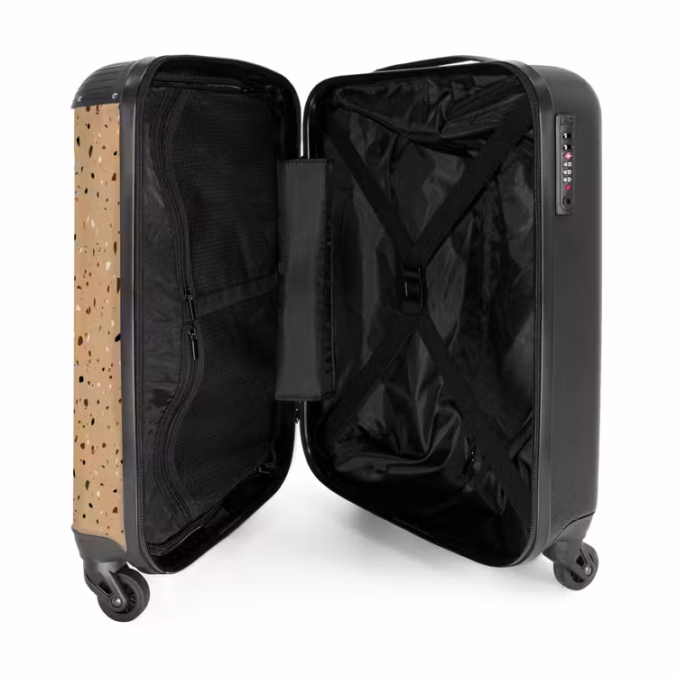 Terrazzo patroon veelkleurig beige NBS - Handbagage koffer - Volwassenen Unisex middel -binnenkant
