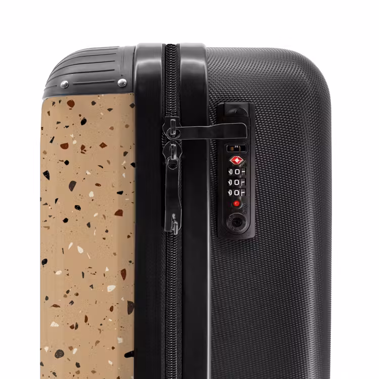 Terrazzo patroon veelkleurig beige NBS - Handbagage koffer - Volwassenen Unisex middel -slot