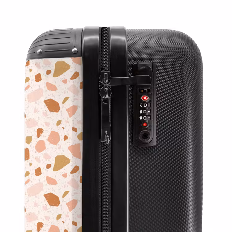 Terrazzo patroon veelkleurig beige roze NBS - Handbagage koffer - Volwassenen Unisex middel -slot