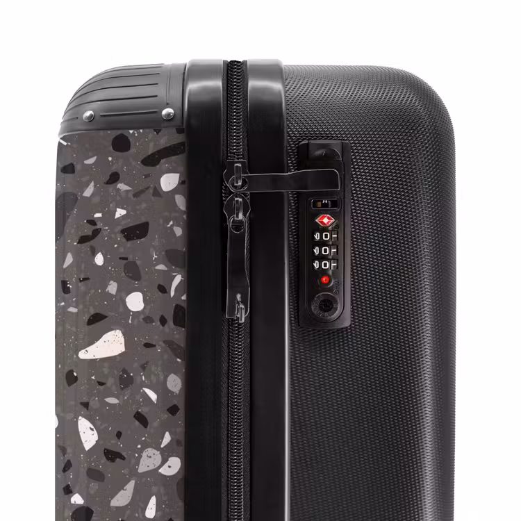 Terrazzo patroon veelkleurig donkergrijs NBS - Handbagage koffer - Volwassenen Unisex middel -slot