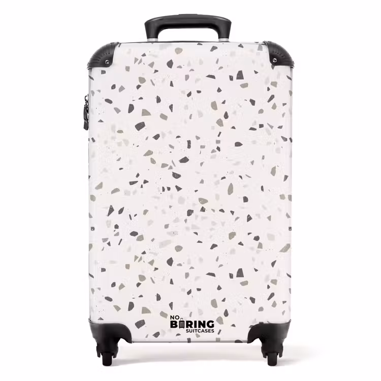 Terrazzo patroon veelkleurig grijs NBS - Handbagage koffer - Volwassenen Unisex middel -productfoto_recht