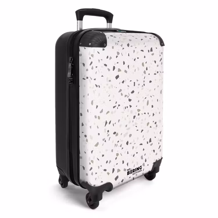 Terrazzo patroon veelkleurig grijs NBS - Handbagage koffer - Volwassenen Unisex middel -productfoto_3d