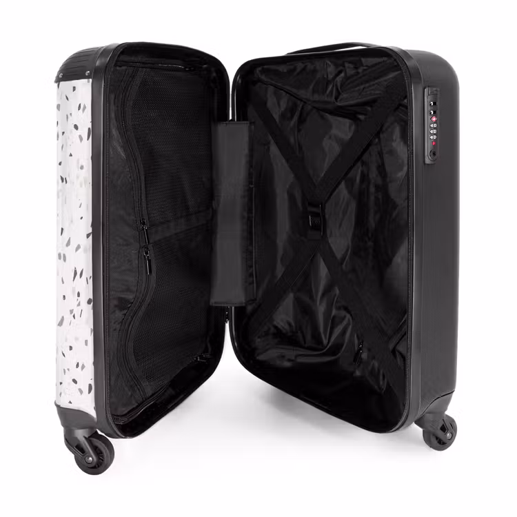 Terrazzo patroon veelkleurig grijs NBS - Handbagage koffer - Volwassenen Unisex middel -binnenkant