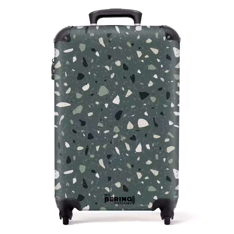 Terrazzo patroon veelkleurig groen NBS - Handbagage koffer - Volwassenen Unisex middel -productfoto_recht
