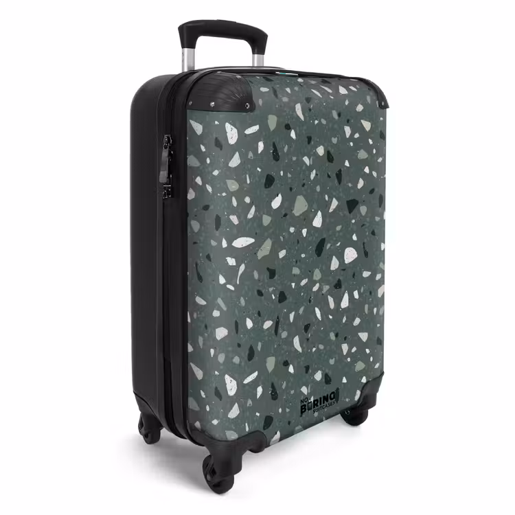 Terrazzo patroon veelkleurig groen NBS - Handbagage koffer - Volwassenen Unisex middel -productfoto_3d