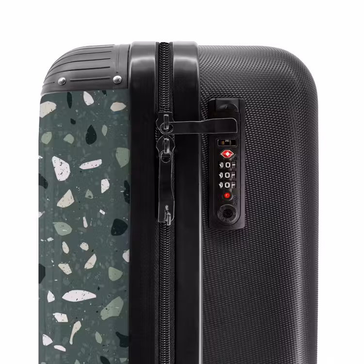 Terrazzo patroon veelkleurig groen NBS - Handbagage koffer - Volwassenen Unisex middel -slot