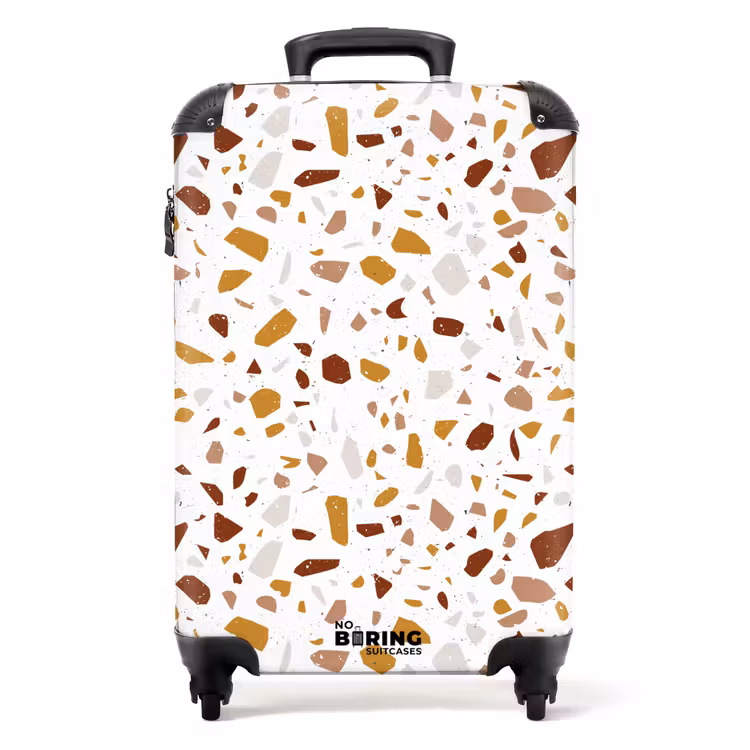 Terrazzo patroon veelkleurig oker en roest NBS - Handbagage koffer - Volwassenen Unisex middel -productfoto_recht