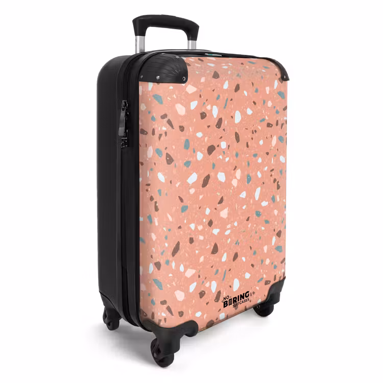 Terrazzo patroon veelkleurig roze NBS - Handbagage koffer - Volwassenen Unisex middel -productfoto_3d
