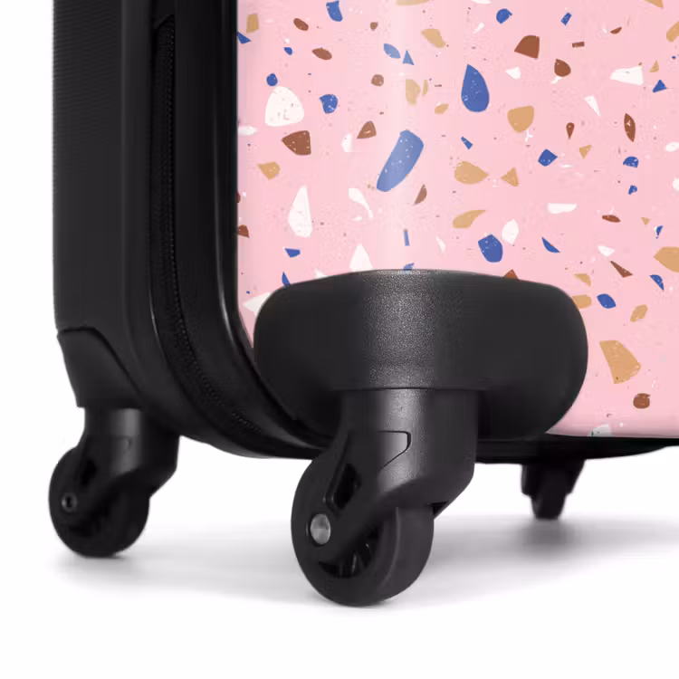 Terrazzo patroon veelkleurig roze en blauw NBS - Handbagage koffer - Volwassenen Unisex middel -wiel
