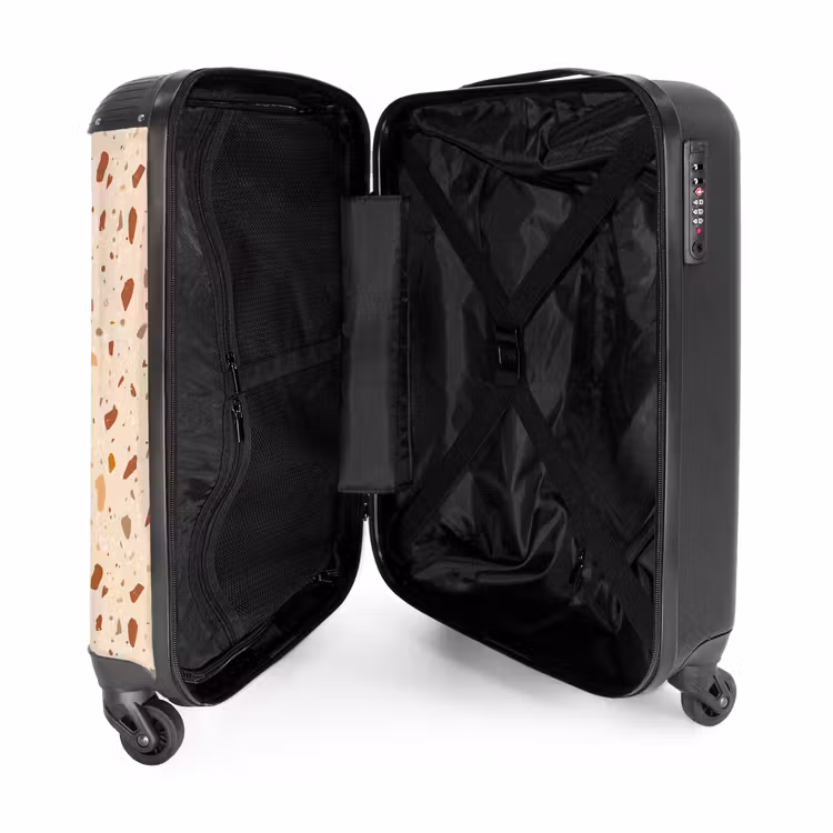 Terrazzo patroon veelkleurig terra NBS - Handbagage koffer - Volwassenen Unisex middel -binnenkant