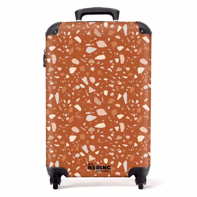 Terrazzo patroon veelkleurig terracotta NBS - Handbagage koffer - Volwassenen Unisex middel -productfoto_recht