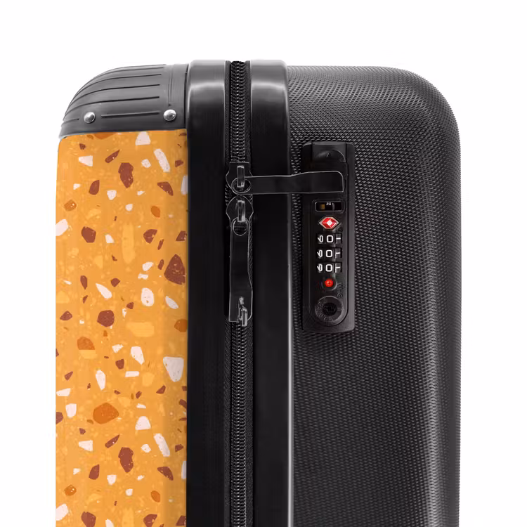 Terrazzo patroon veelkleurig geel NBS - Handbagage koffer - Volwassenen Unisex middel -slot