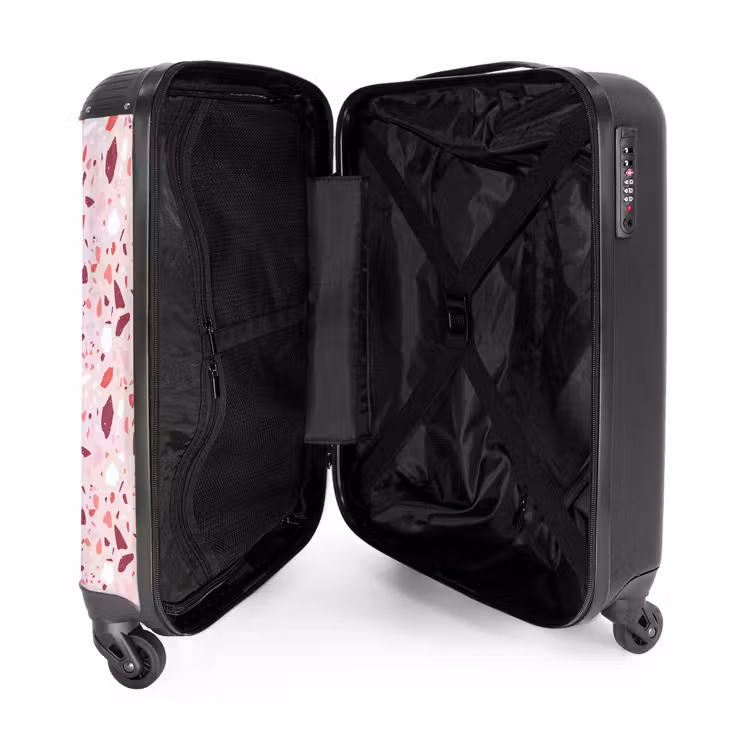 Terrazzo patroon roze NBS - Handbagage koffer - Volwassenen Unisex middel -binnenkant