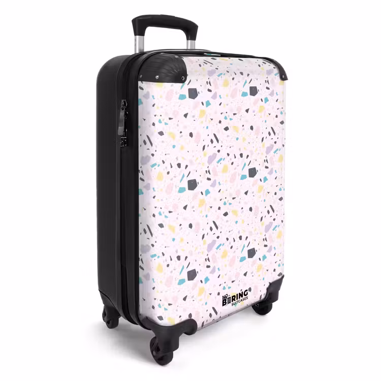 Terrazzo patroon roze confetti NBS - Handbagage koffer - Volwassenen Unisex middel -productfoto_3d